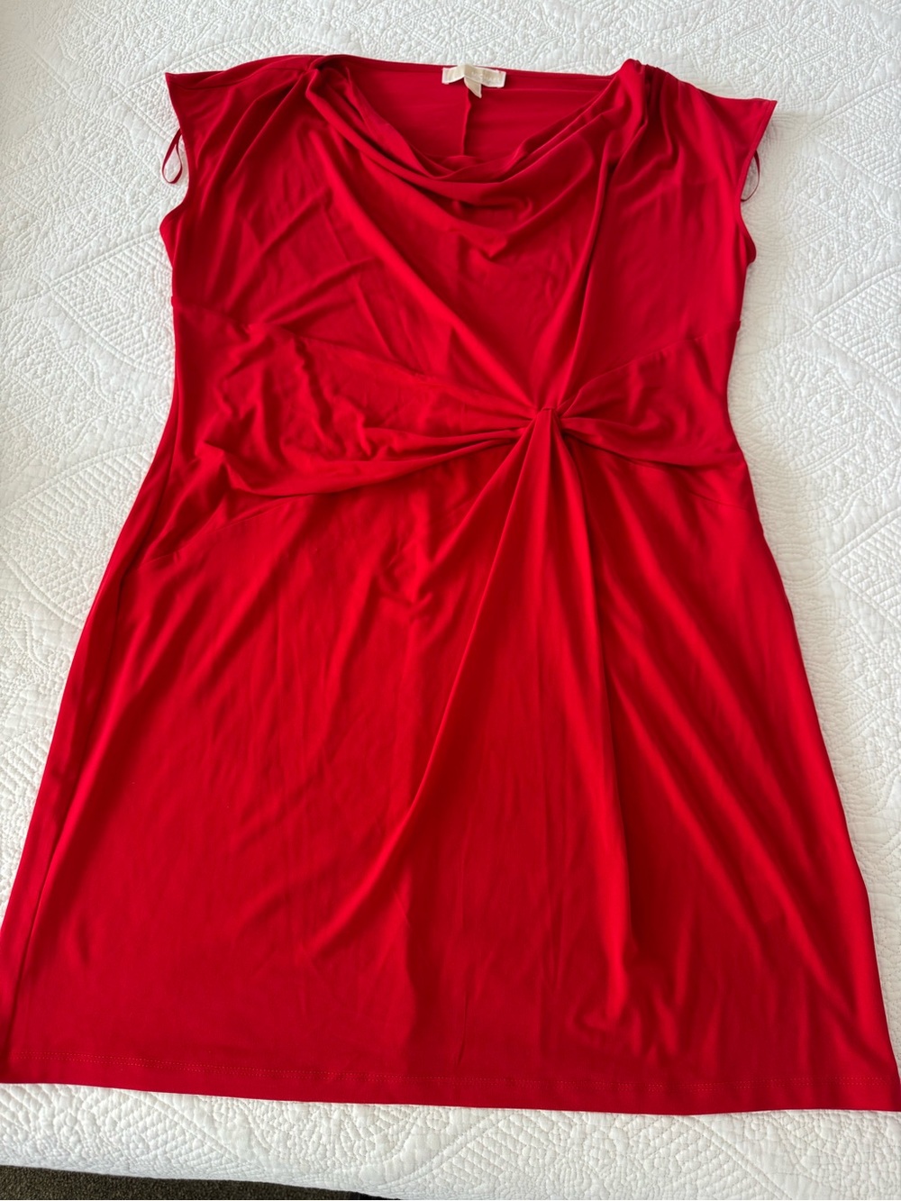 Michael Kors Vibrant Red Twist-Detail Midi Dress